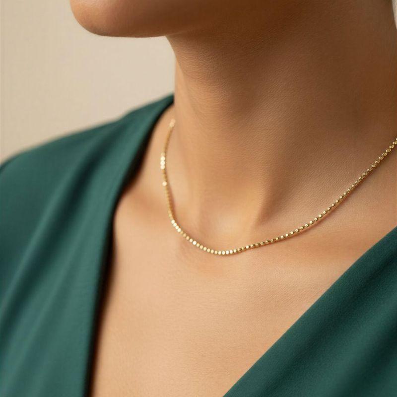 Choker Bolinhas Amassadas 33cm + 10cm Extensor Banhada a Ouro 18k