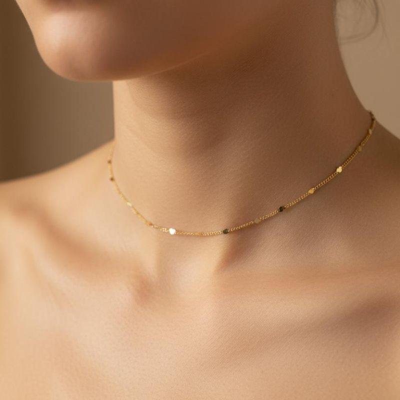 Choker Corrente Glume com Corações 33cm + 10cm Banhado a Ouro 18k