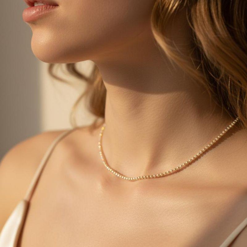 Choker Riviera Pérolas 30cm + 10cm Extensor Banhada a Ouro 18k