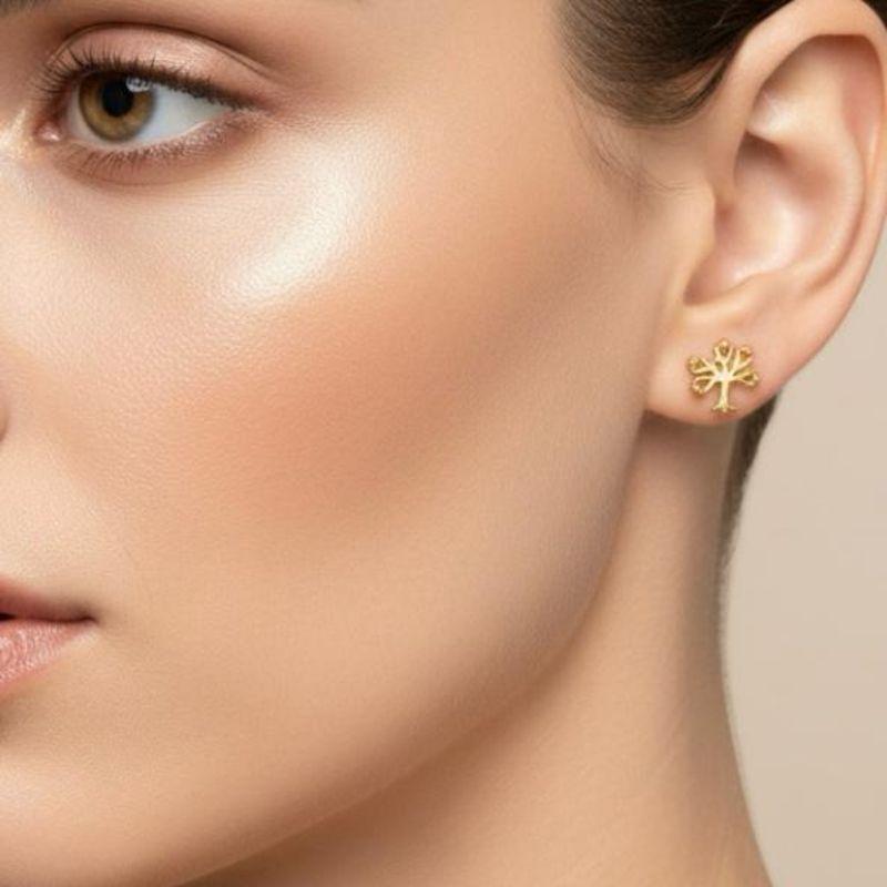 Brinco Árvore da Vida Banhado a Ouro 18k