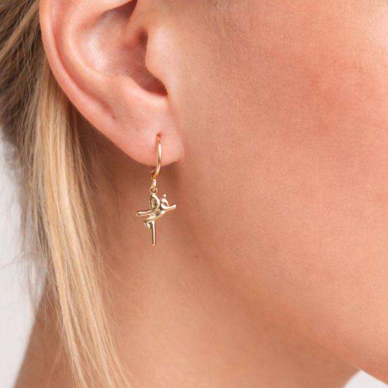 Brinco Argolinha com Pingente Fé Banhada a Ouro 18K