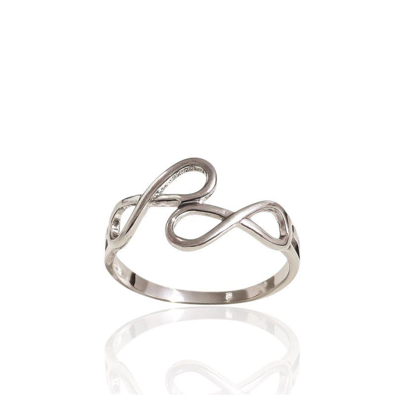 Anel Duplo Infinito Banhado a Ródio Branco