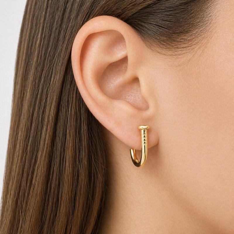 Brinco Ear Hook Design Prego Banhado a Ouro 18k