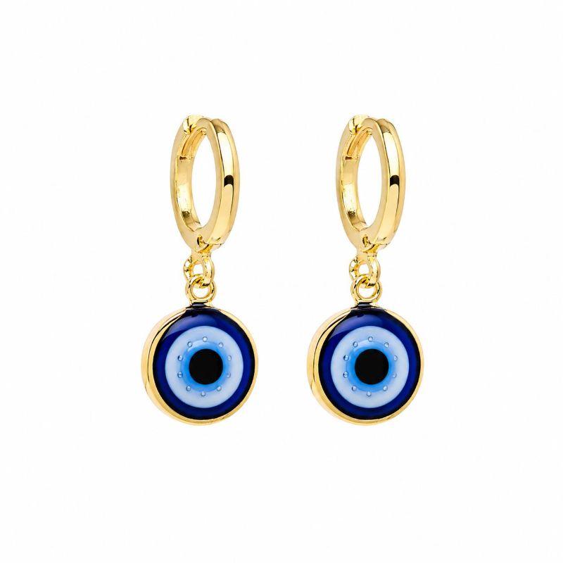 Brinco Argolinha Olho Grego Banhado a Ouro 18k